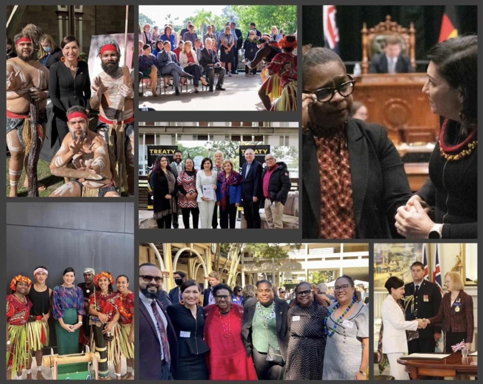 A montage of images of Minister Enoch with various First Nations leaders and community members